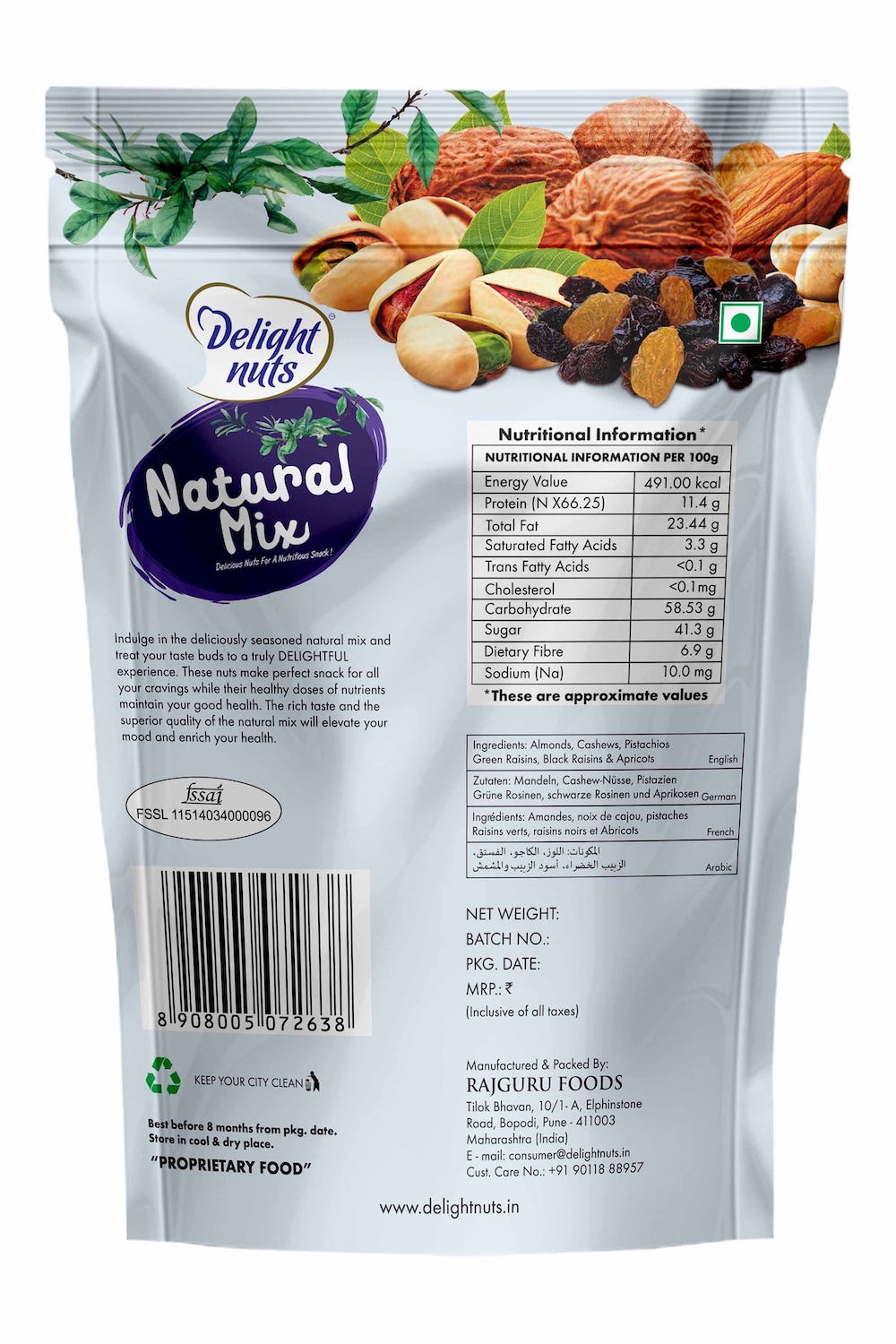 Delight Nuts Natural Mix Pack, 200g