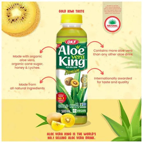 OKF Aloe Vera King Premium Gold Kiwi, 500ml (Imported)