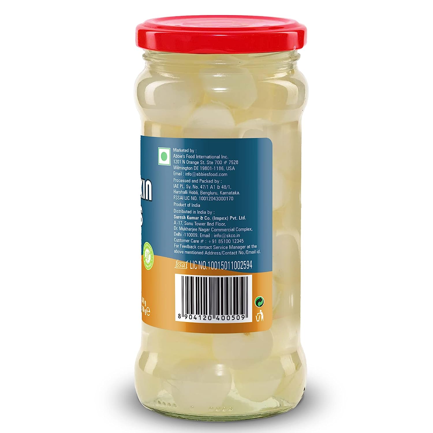 Abbies Silver Skin Onion In Brine, 355g (Imported)