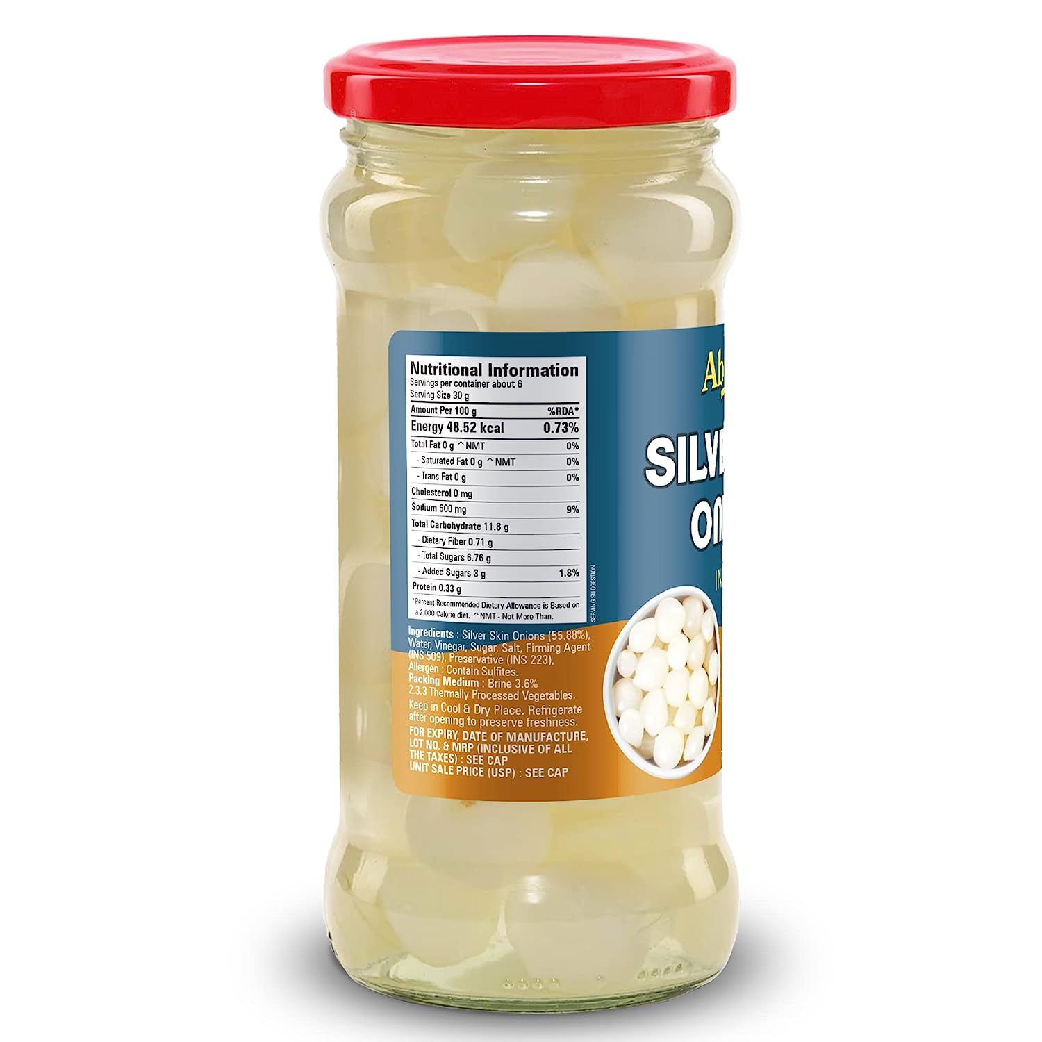 Abbies Silver Skin Onion In Brine, 355g (Imported)