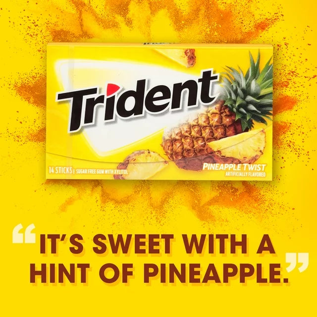 Trident Pineapple Twist Sugar Free Gum, 14 Pieces (Imported)
