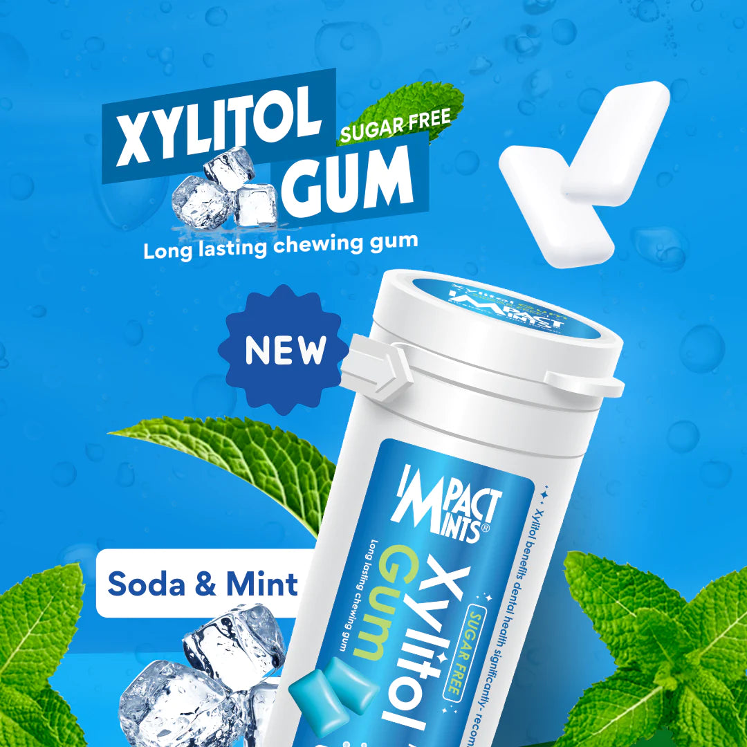Impact Mints Xylitol Gum - Soda & Mint Flavour (Imported)