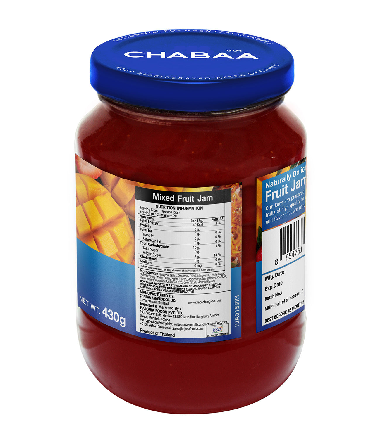 Chabaa Fruit Jam, Mixed Fruit, 430g (Imported)