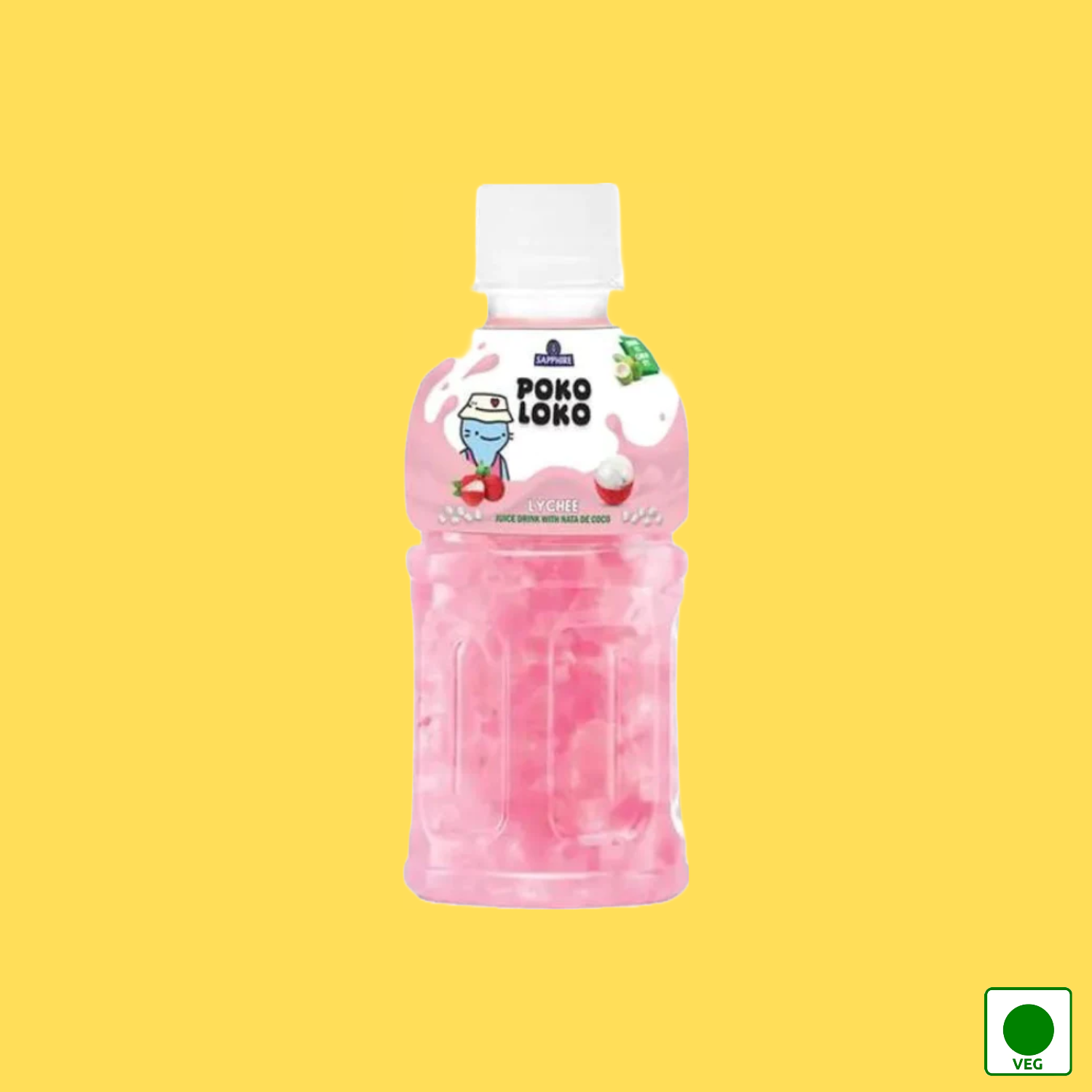 Sapphire Poko Loko Lychee Flavoured Juice Drink With Nata De Coco, 300ml (Imported)
