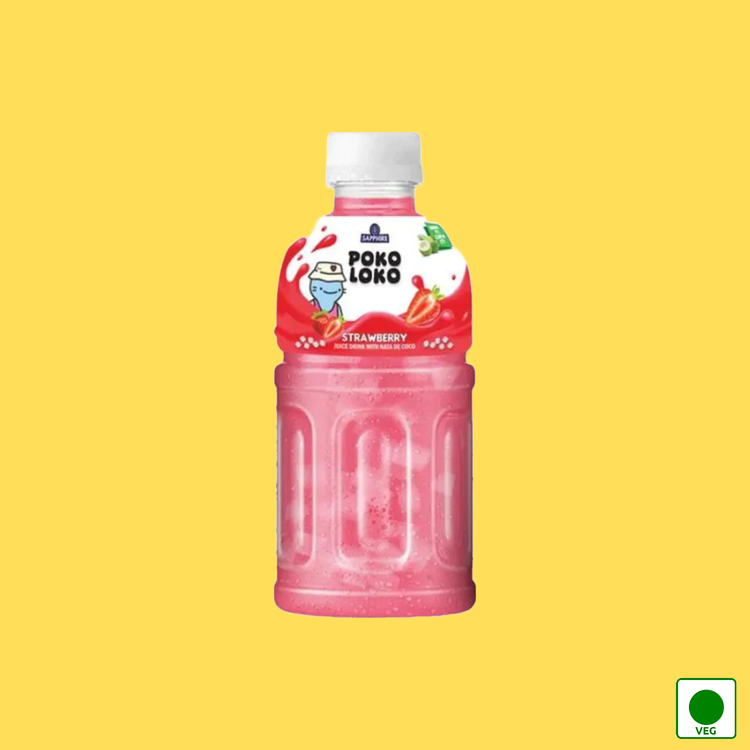 Sapphire Poko Loko Strawberry Flavoured Juice Drink With Nata De Coco, 300ml (Imported)