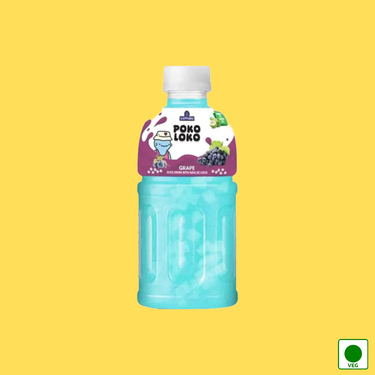 Sapphire Poko Loko Grape Flavoured Juice Drink With Nata De Coco, 300ml (Imported)
