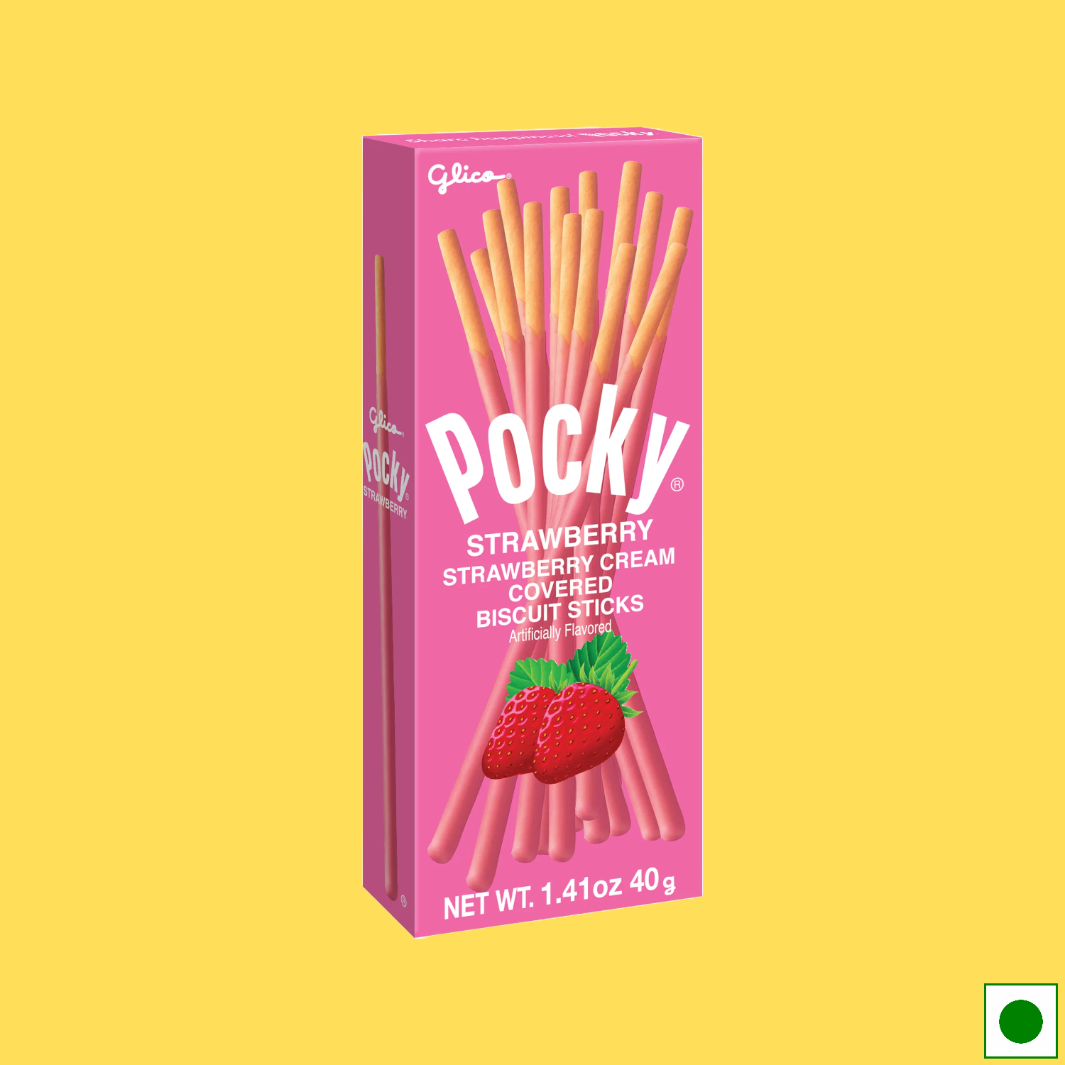 Pocky Strawberry Cream Covered Biscuit Sticks, 40g (Imported)