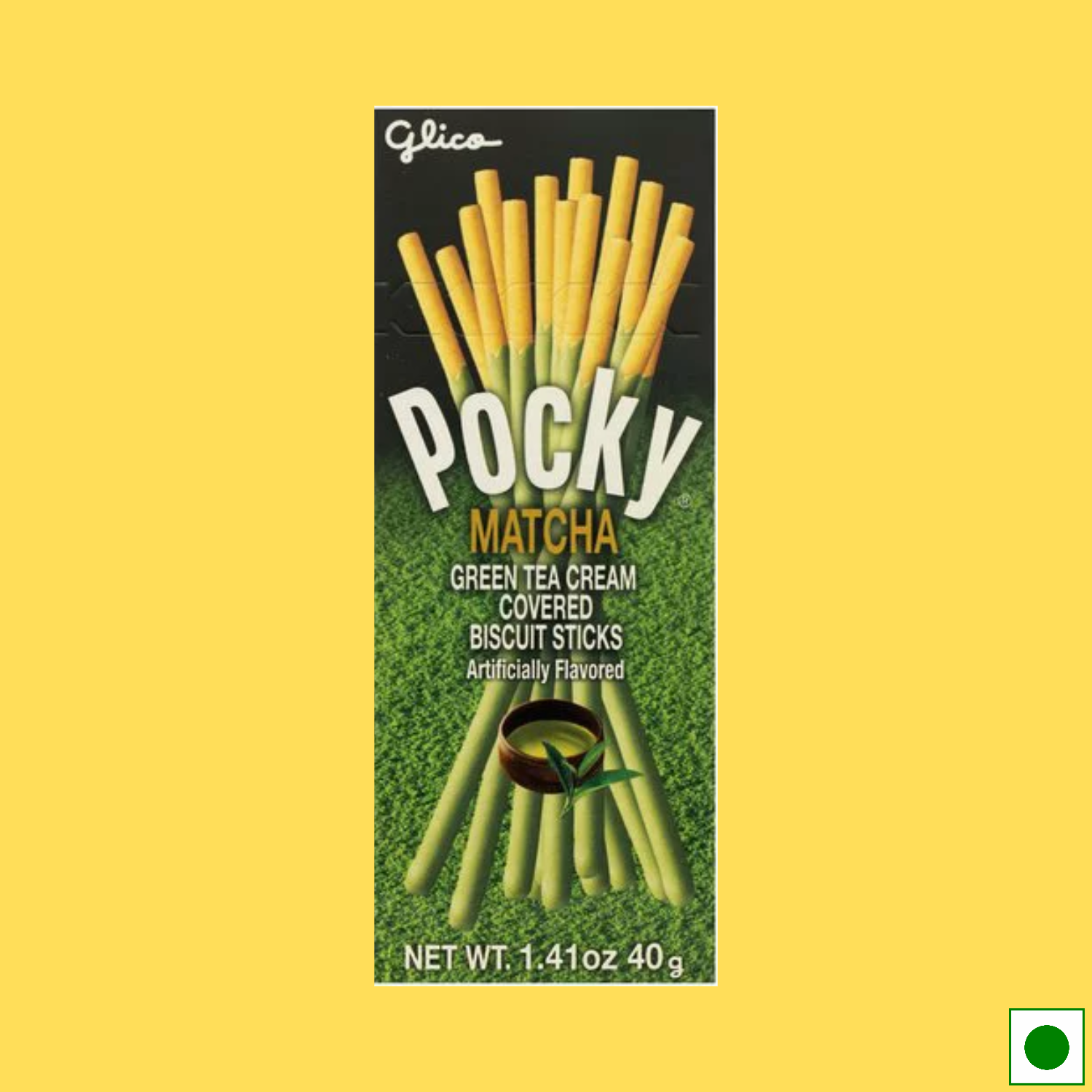 Pocky Matcha Green Tea Cream Covered Biscuit Sticks, 40g (Imported)