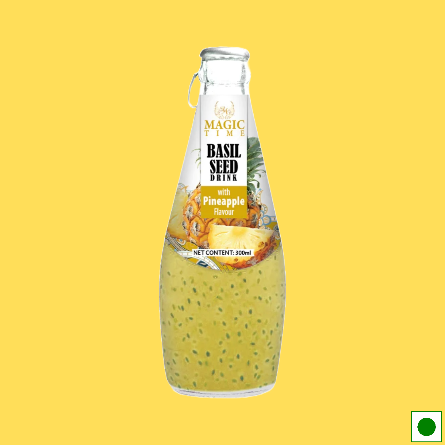 Magic Time Pineapple Flavored Basil Seed Drink, 300ml (Imported)