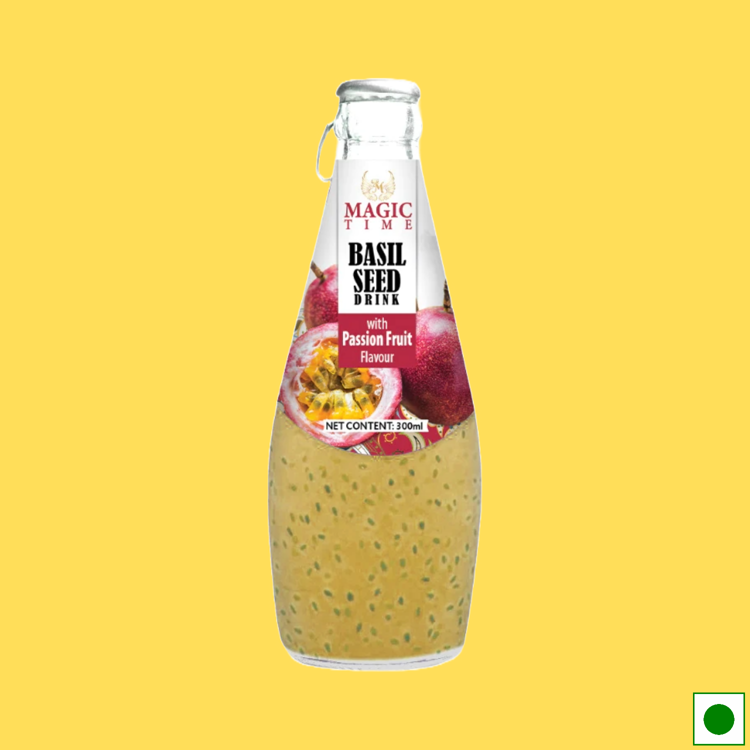 Magic Time Passion Fruit Flavored Basil Seed Drink, 300ml (Imported)