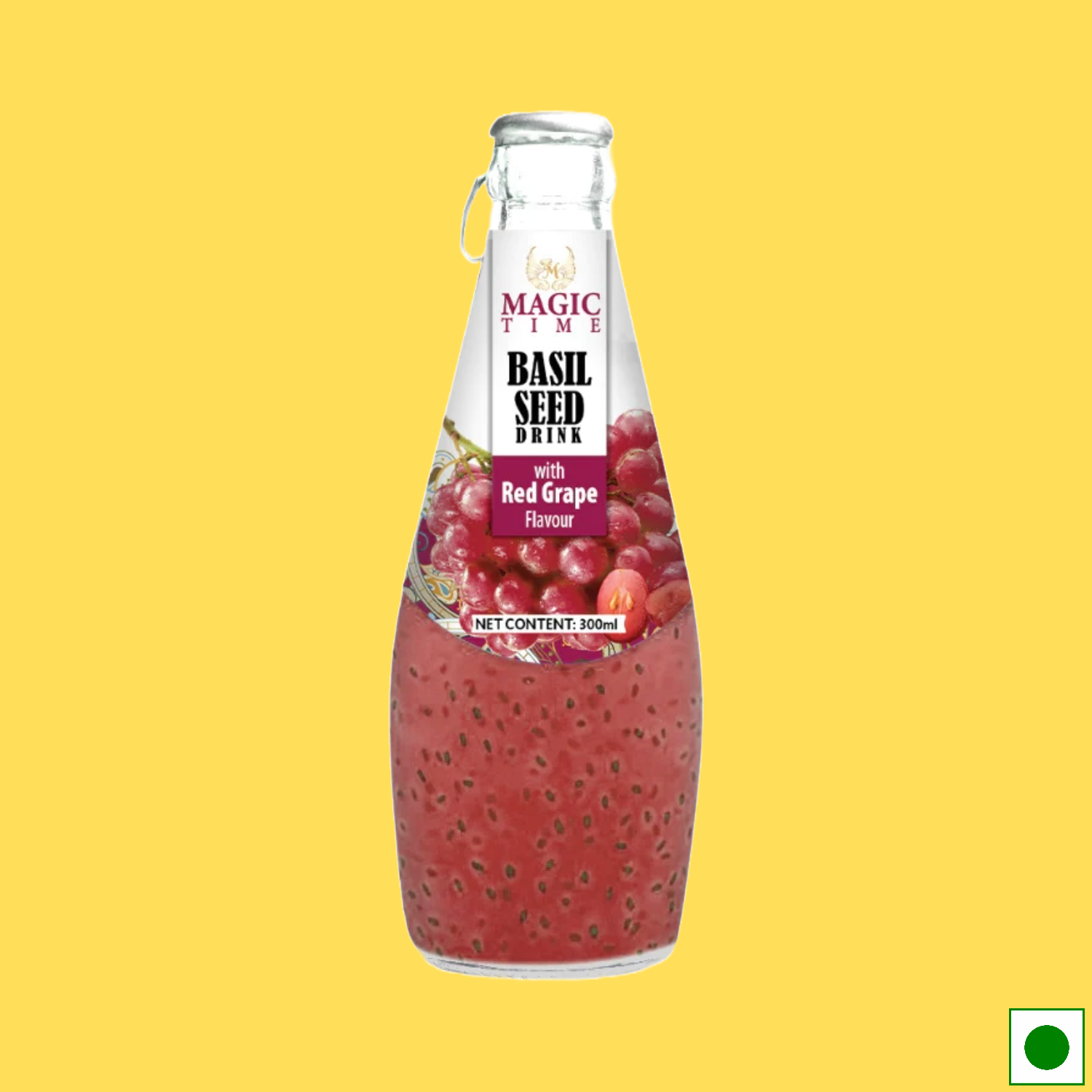 Magic Time Red Grape Flavored Basil Seed Drink, 300ml (Imported)
