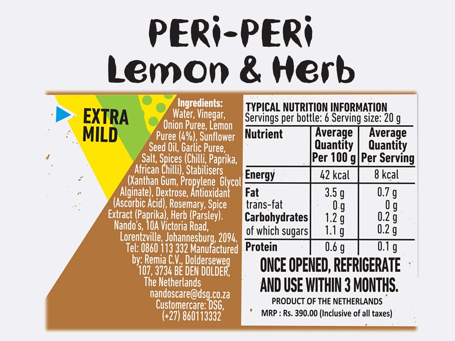 Nando's Peri Peri Sauce Lemon and Herb, 250g, (Imported) - Super 7 Mart