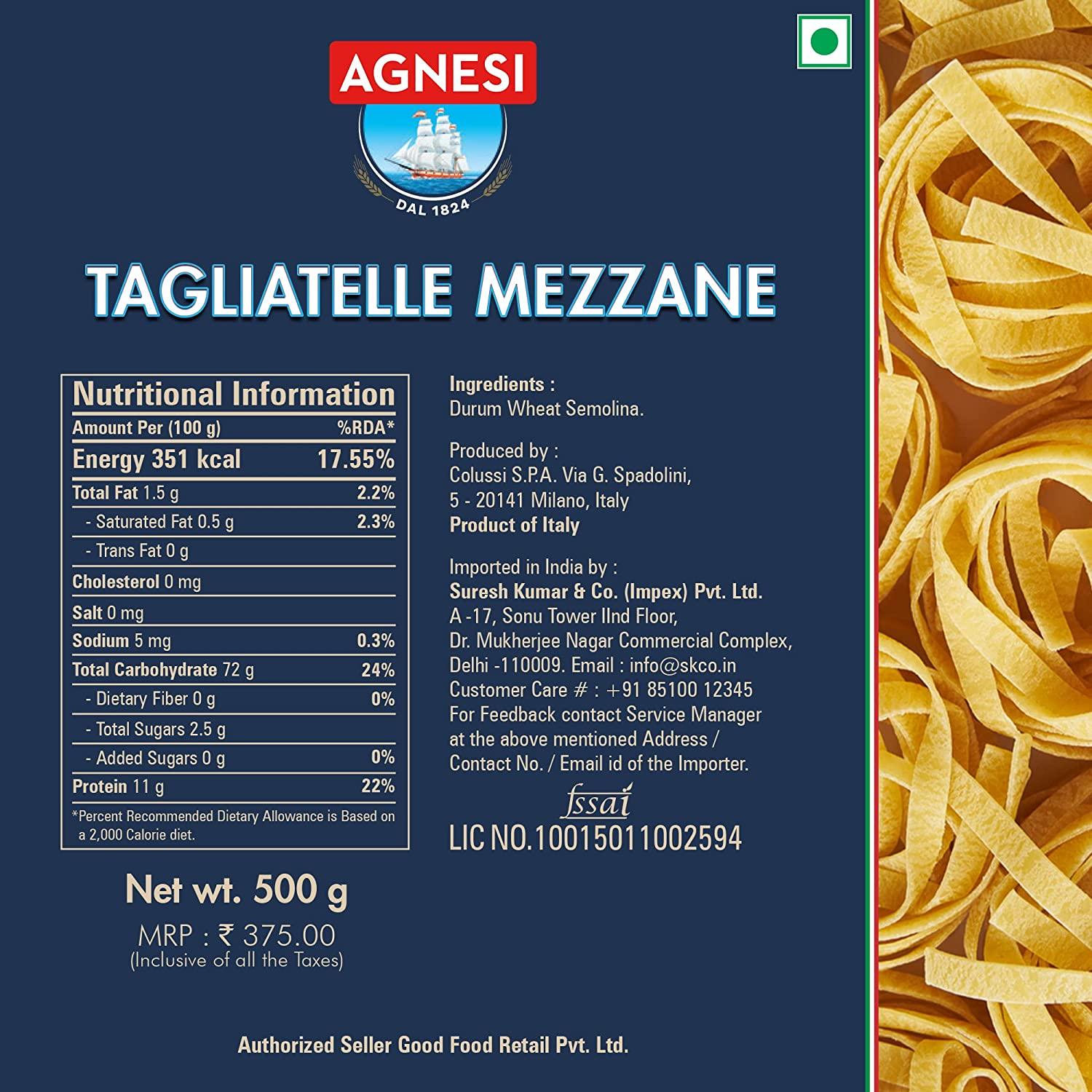 Agnesi Tagliatelle Mezzane Pasta, 500g (Imported) - Super 7 Mart