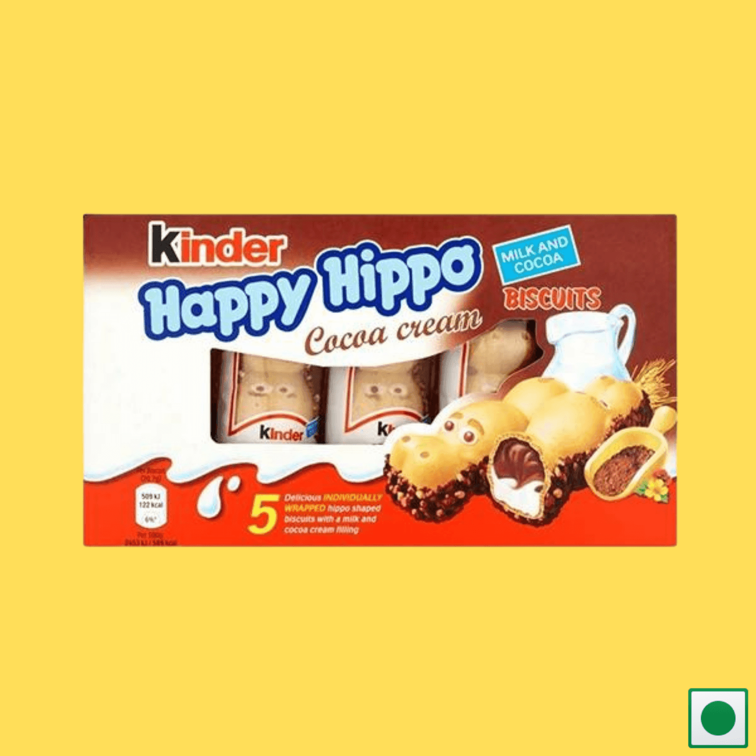 Kinder Happy Hippo Cocoa Biscuits, 5 X 20.7g-103g (Imported) - Super 7 Mart