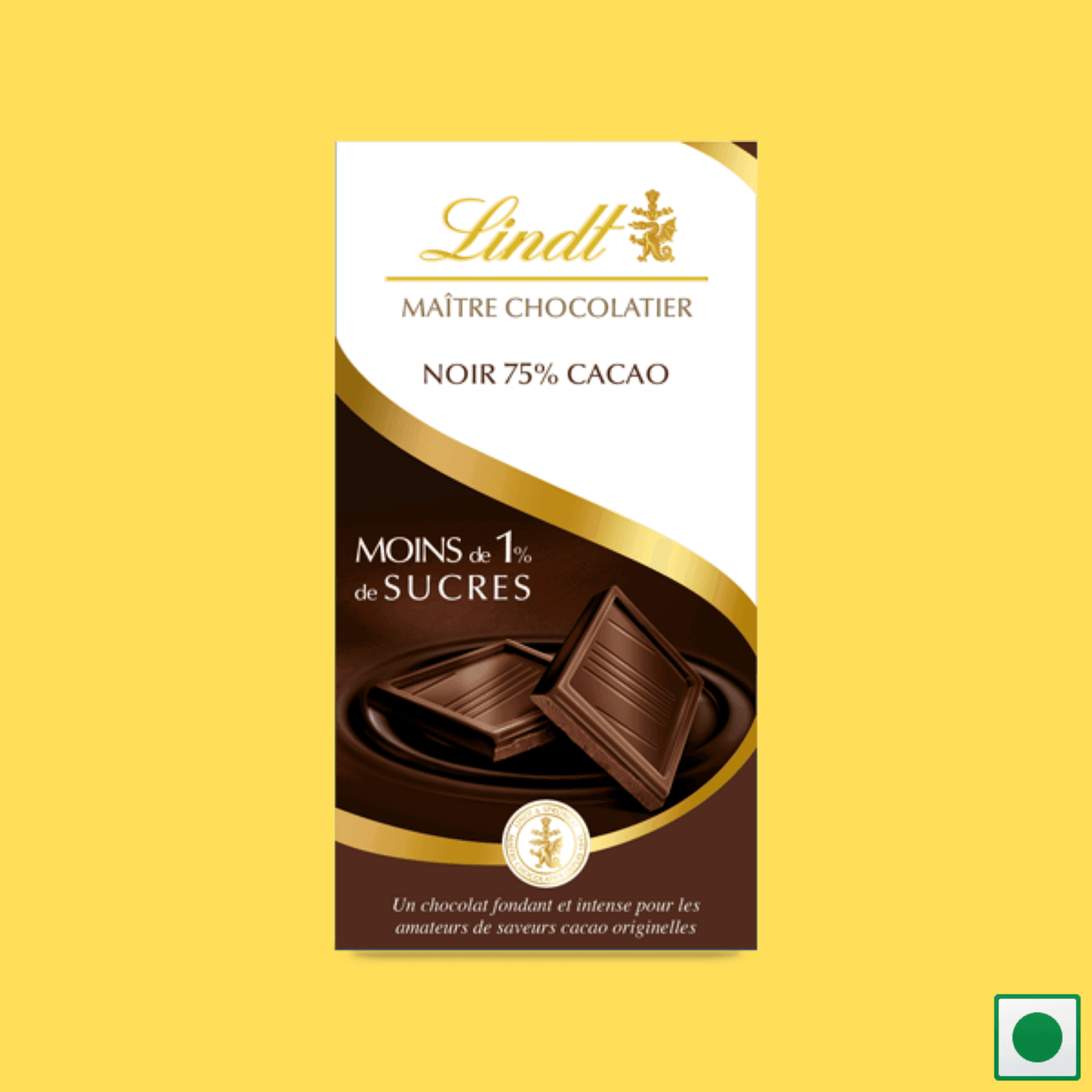 Lindt Noir 75% Cacao Moins de 1% de Sucres(Dark 75% Cacao Less than 1% Sugars), 100g (Imported) - Super 7 Mart