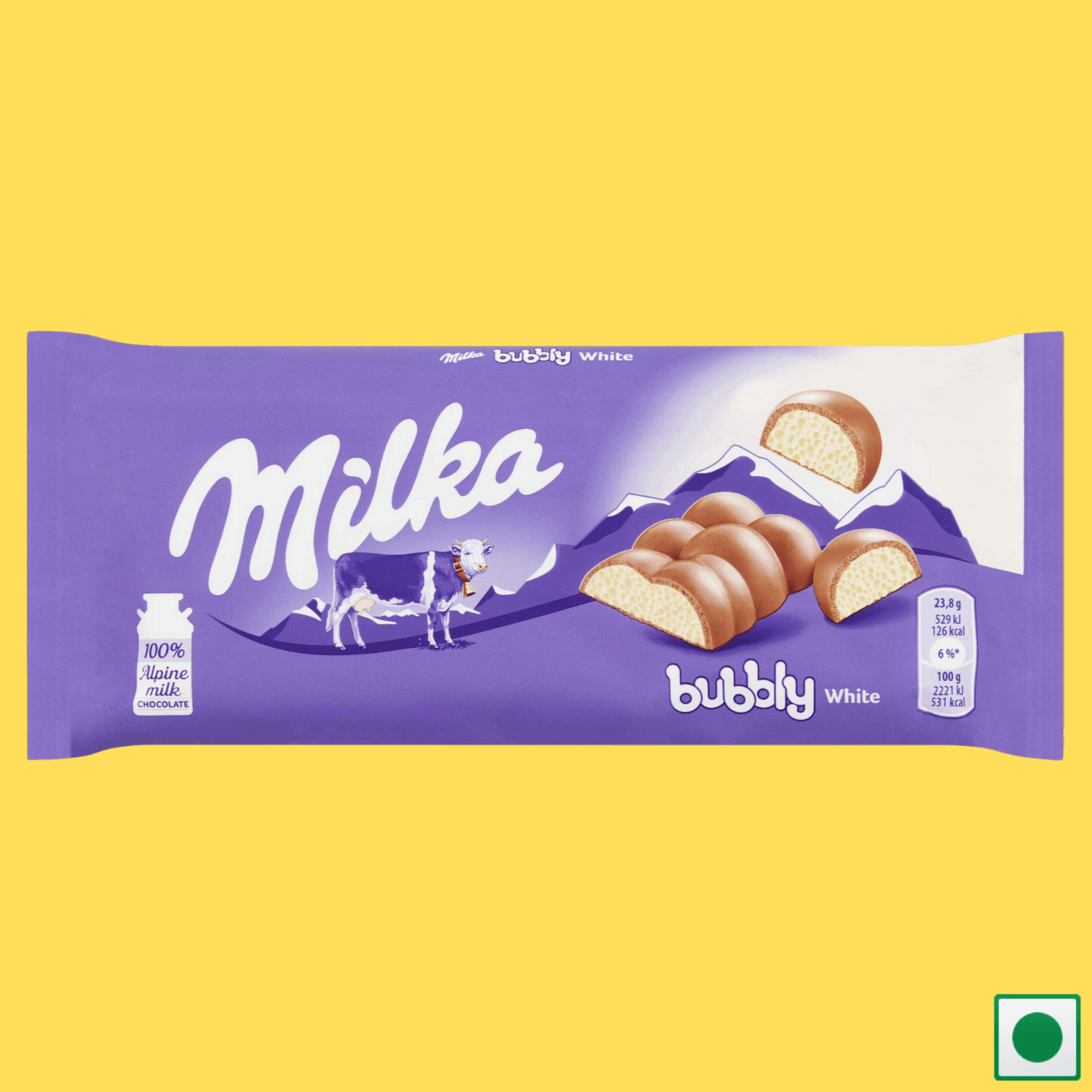 Milka Bubbly White Chocolate Bar, 95g (Imported) - Super 7 Mart