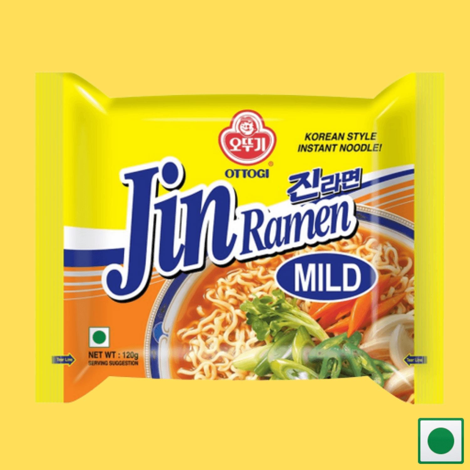Ottogi Mild Jin Ramen Korean Noodles, 120g (Imported) - Super 7 Mart