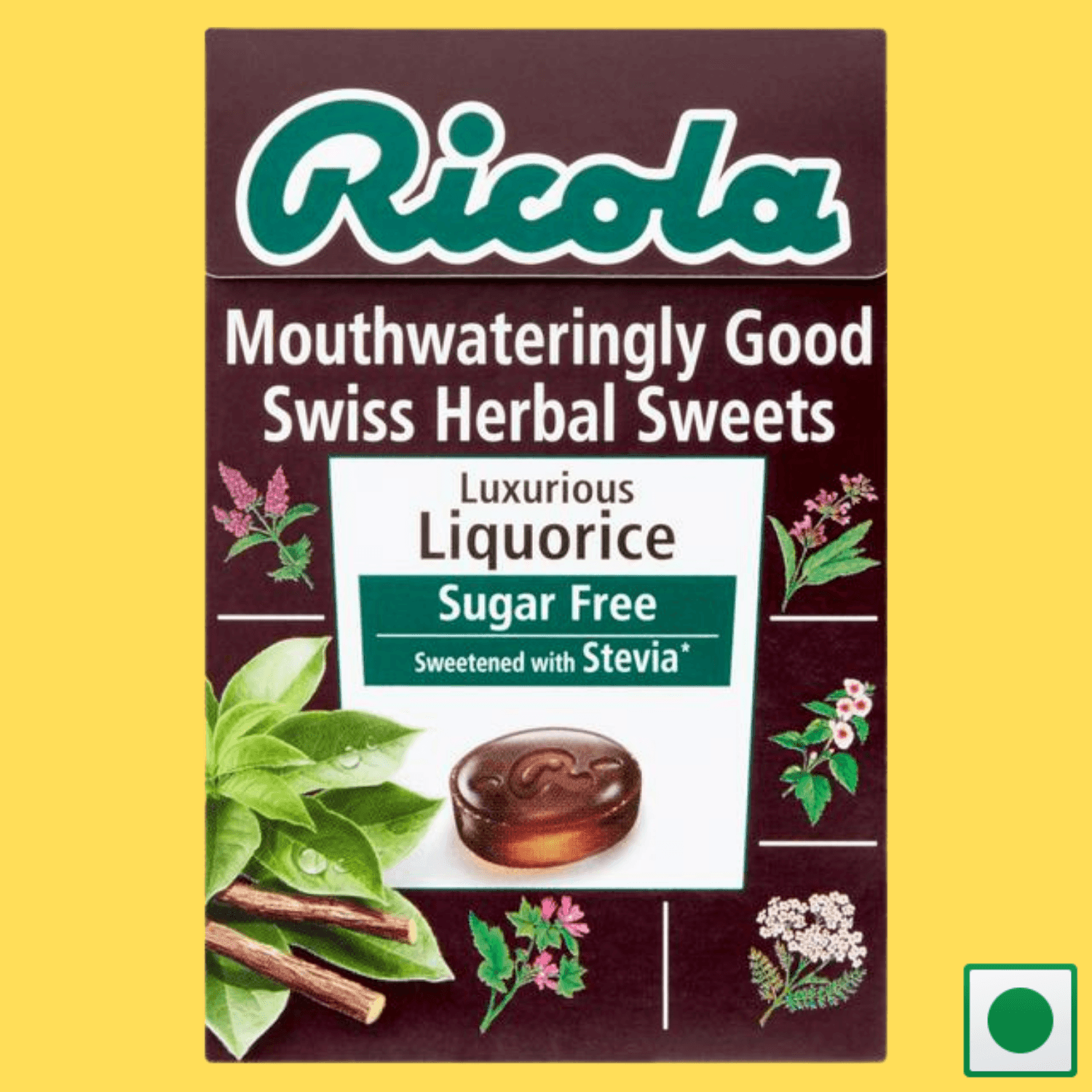 Ricola Liquorice Sugar Free Swiss Herbal Sweets, Herb Drops,45g (Imported) - Super 7 Mart