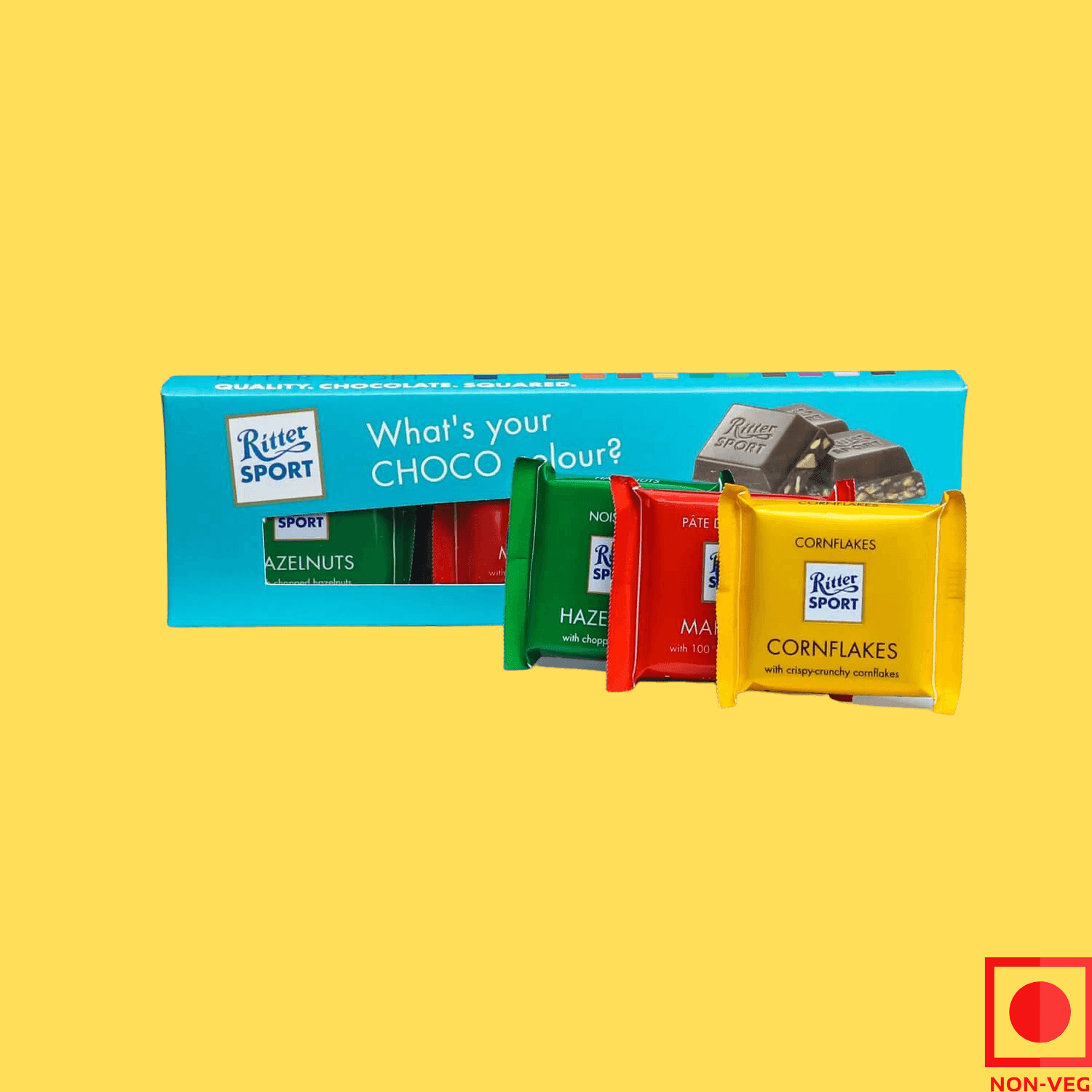 Ritter Sport 3 in 1 Pack-Hazelnut,Marzipan,Cornflakes, 50g (Imported) - Super 7 Mart