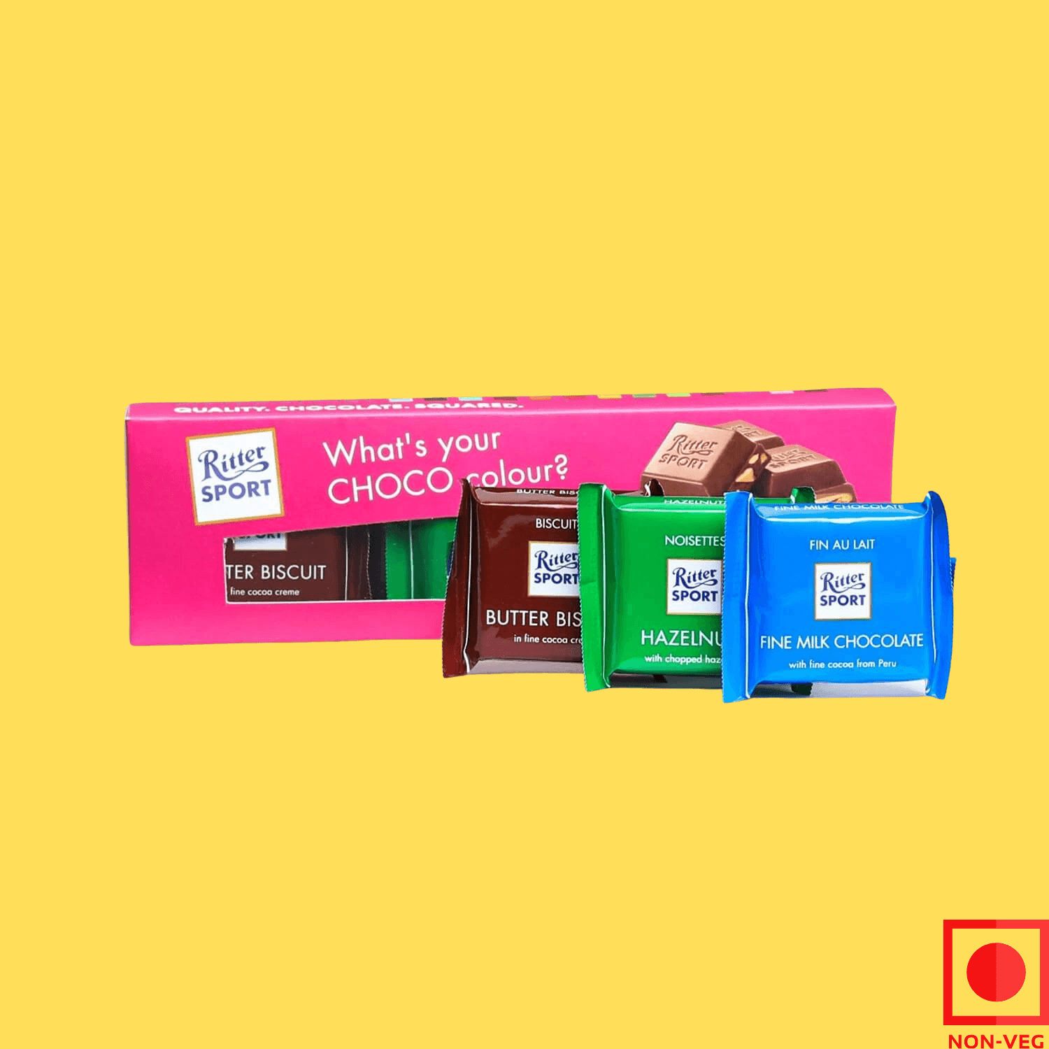 Ritter Sport 3 in 1 Pack-Milk Chocolate,Hazelnut,Butter Biscuit, 50g (Imported) - Super 7 Mart