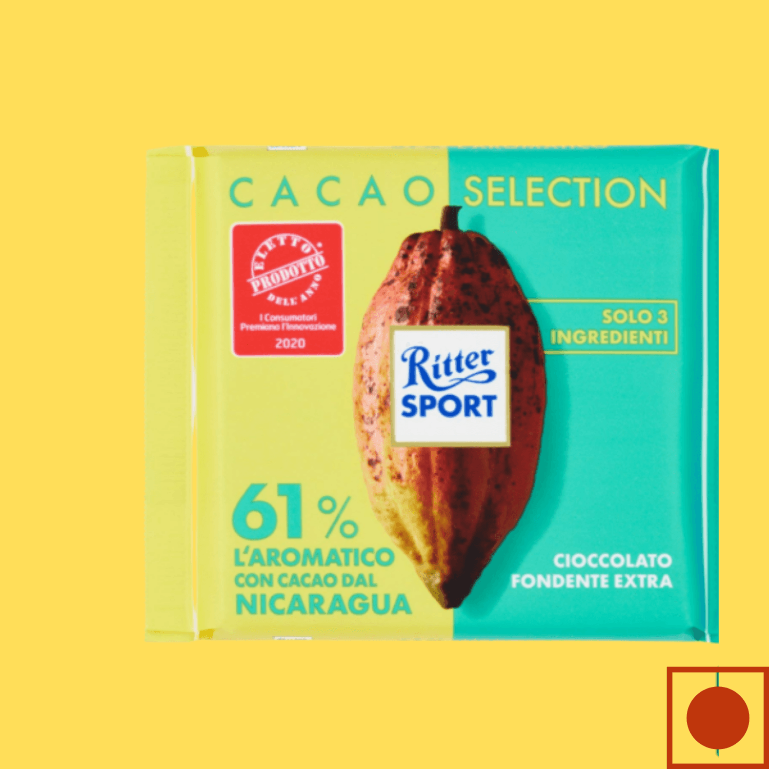 Ritter Sport Cocoa Dark Chocolate with 61% Fine from Nicaragua,100g (Imported) - Super 7 Mart