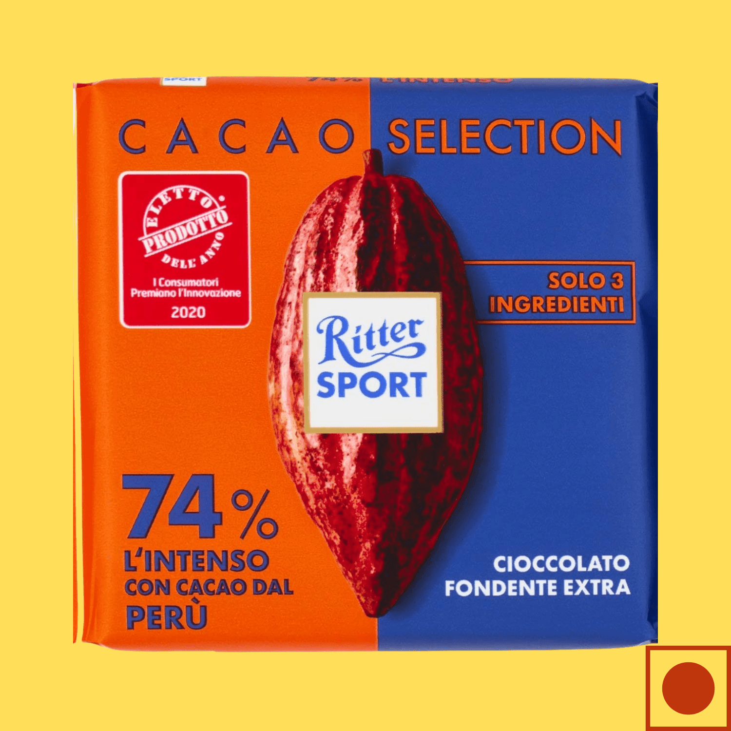 Ritter Sport, Cocoa Selection Fine with 74 Intense from Peru Dark Chocolate, 100g(Imported) - Super 7 Mart