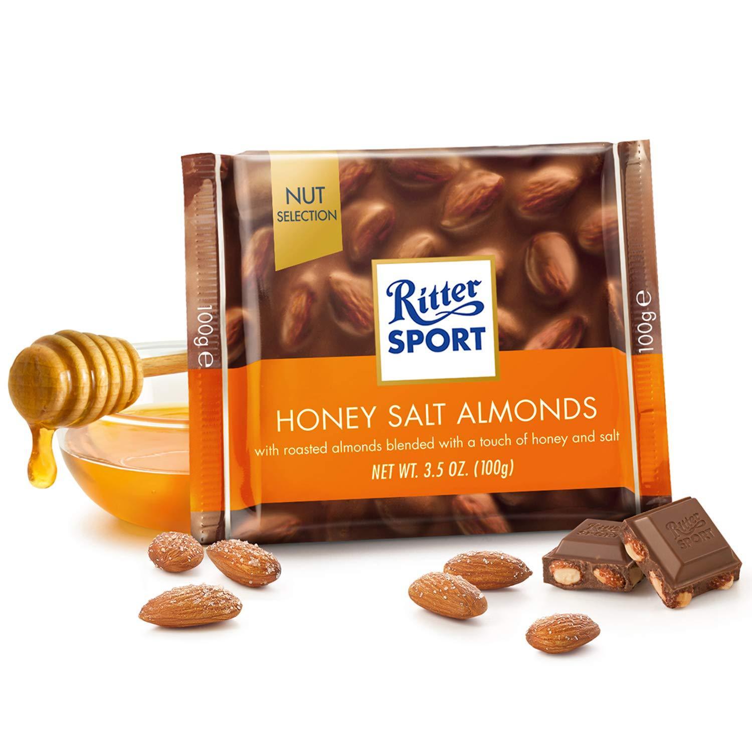 Ritter Sport Milk Chocolate with Honey Salt Almonds, 100g (Imported) - Super 7 Mart