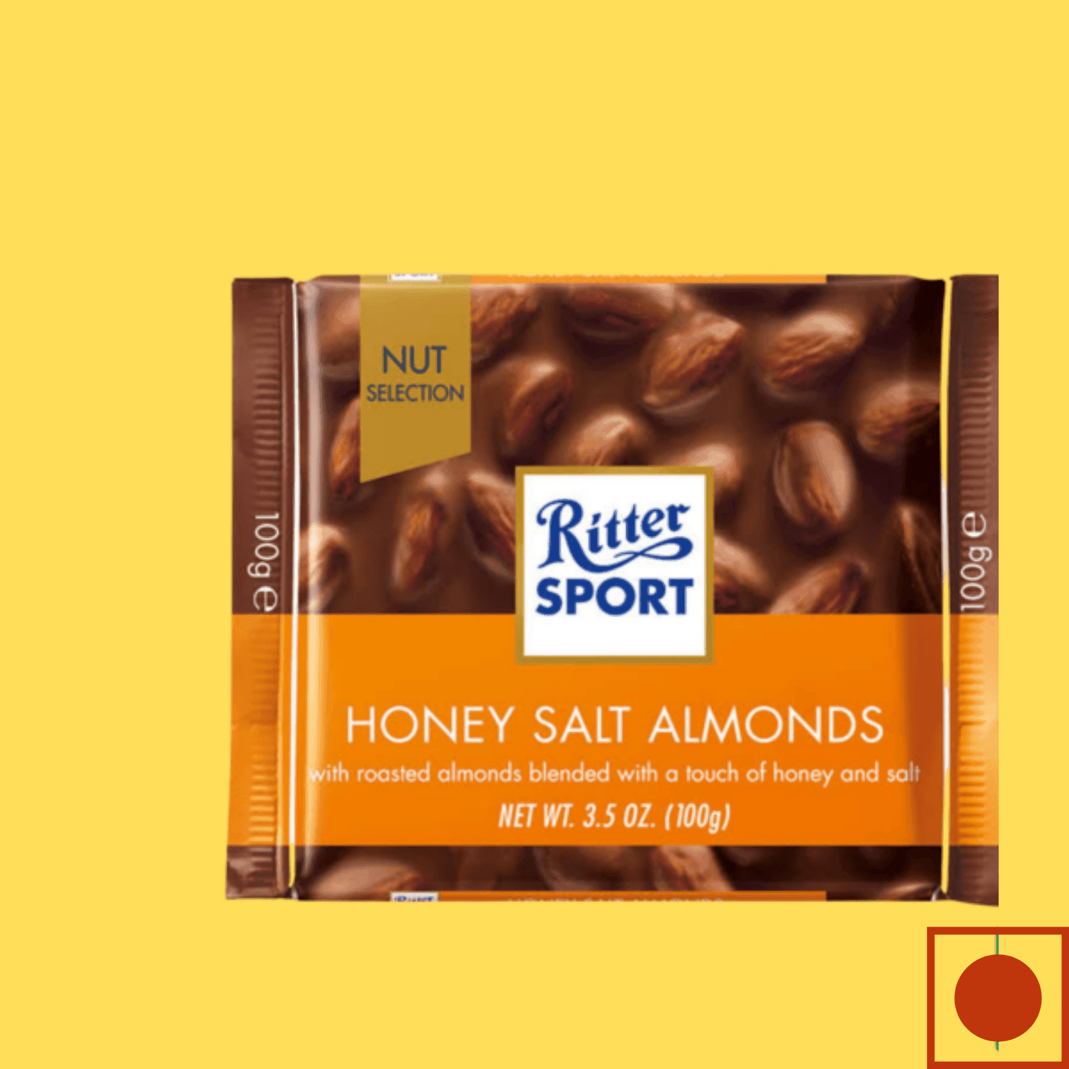 Ritter Sport Milk Chocolate with Honey Salt Almonds, 100g (Imported) - Super 7 Mart