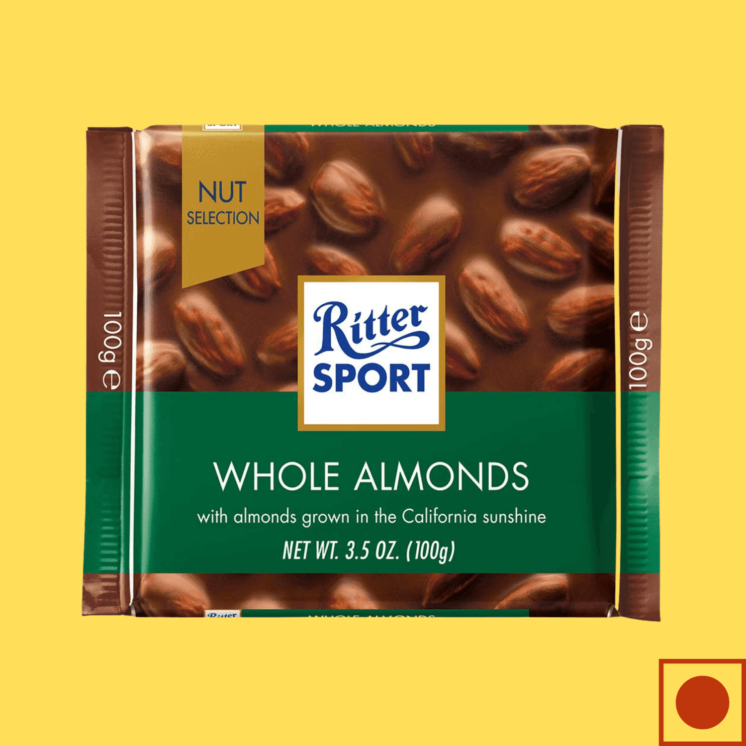 Ritter Sport Milk Chocolate with Whole Almonds 100g(Imported) - Super 7 Mart